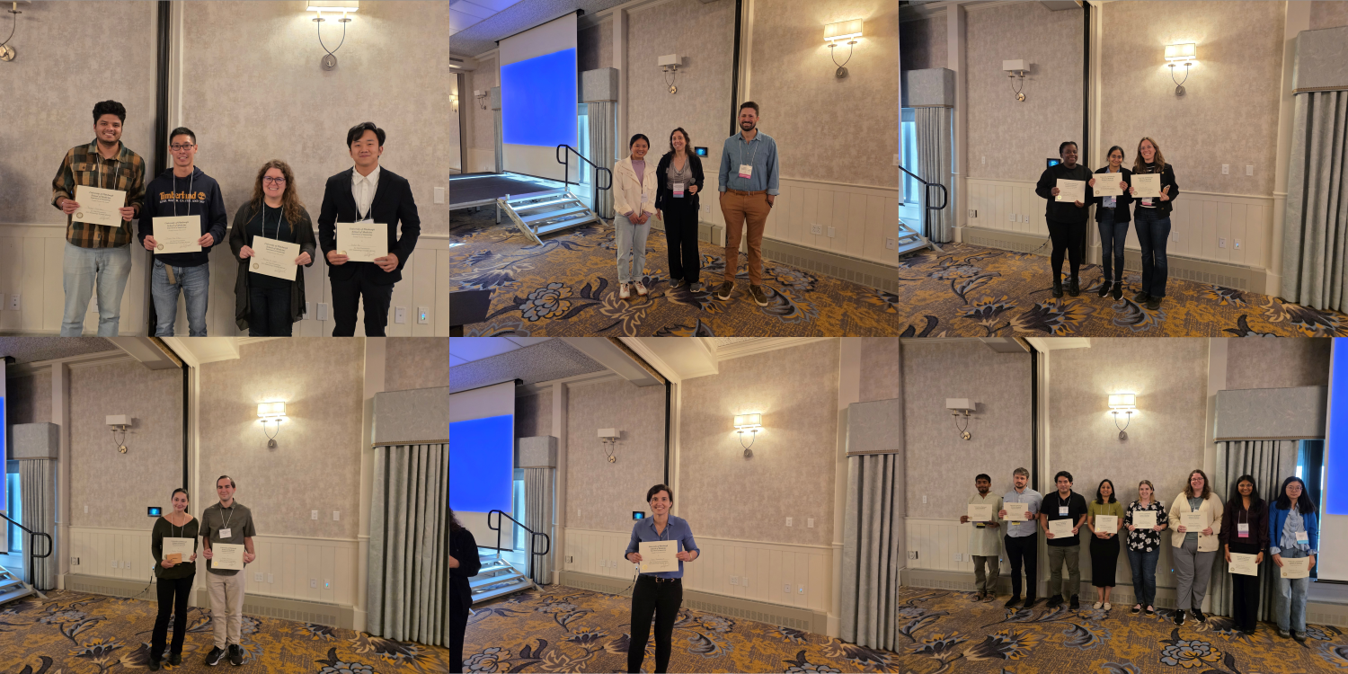 Six images of the poster and elevator pitch winners